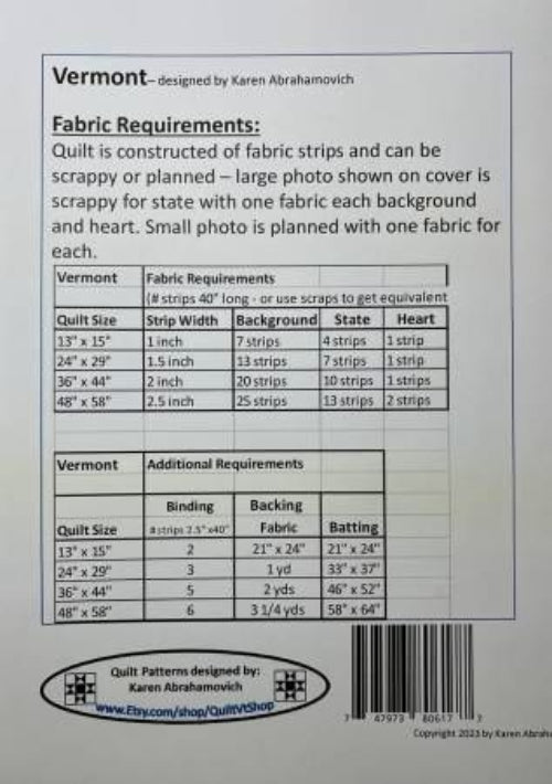 Vermont Quilt Pattern # KA-045