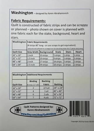 Washington Quilt Pattern # KA-047