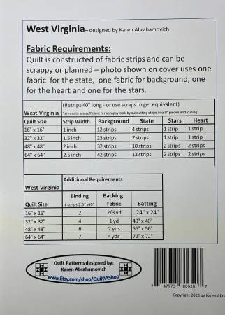 West Virginia Quilt Pattern # KA-048