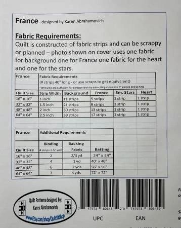 France Quilt Pattern # KA-068