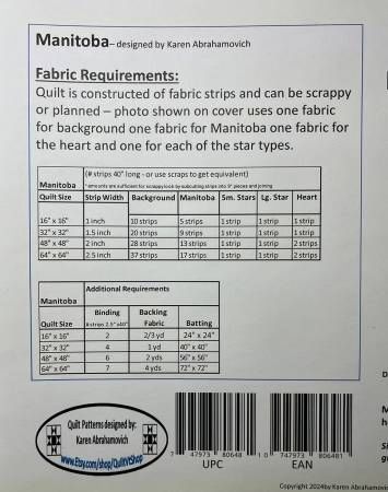 Manitoba Canadian Provence Quilt Pattern # KA-074