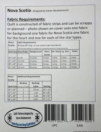 Nova Scotia Canadian Provence Quilt Pattern # KA-078