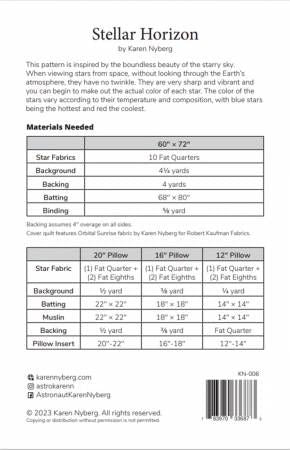 Stellar Horizon Quilt Pattern # KN-006