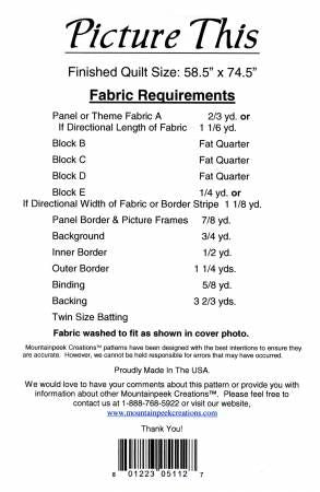 Picture this Panel Quilt # MPC412