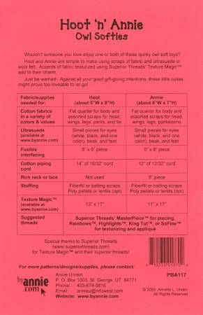 Hoot N Annie # PBA117, From ByAnnie By Unrein, Annie In Craft