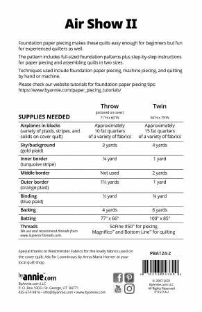 Air Show II # PBA124-2, From ByAnnie By Unrein, Annie In Quilts