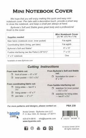 Mini Notebook Cover # PBA238