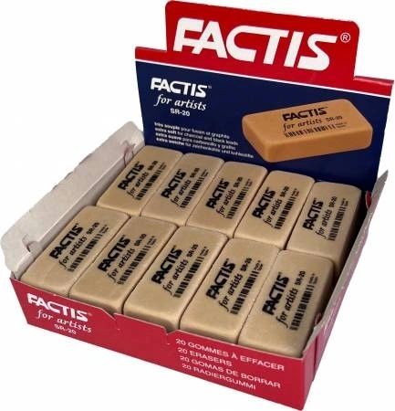 Factis Latex Free Gum Erasers 2in x 1in Box of 20 # SR-20-BOX