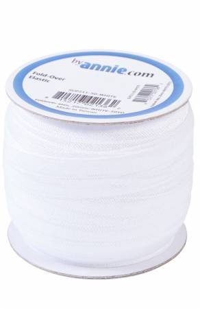 Fold-over Elastic 3/4in x 50yd White # SUP211-50-WI