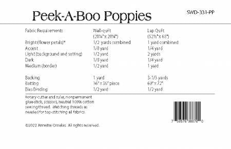 Peek-A-Boo Poppies # SWD331-PP