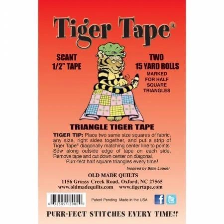 Tiger Tape Half Square Triangle Scant 1/2in x 15yd Roll 2ct # TT-12SCANT