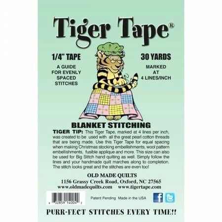 Tiger Tape Blanket Stitching 1/4in x 30yd Roll 4 Lines Per Inch # TT-144