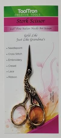 Stork Embroidery Scissor 3-1/2in Gold # TT00116