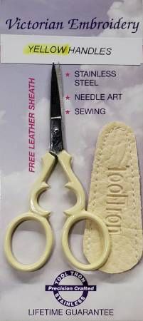 Victorian Scissors Yellow Handle with Sheath # TT00930